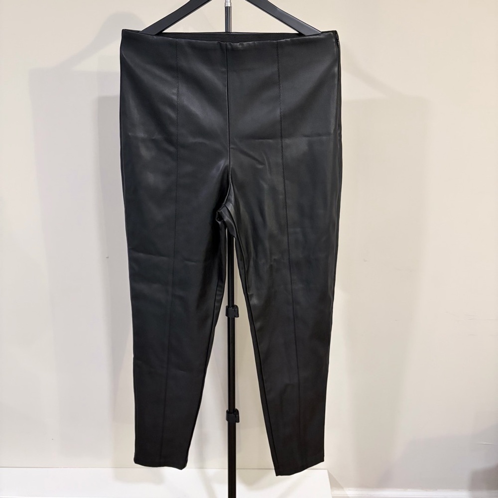 Ann Taylor Chic Polished Faux Leather Pants Leggings Modern Edgy Versatile Large